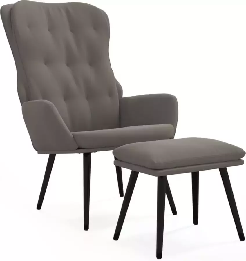 Maison Exclusive Relaxstoel met voetenbank fluweel lichtgrijs