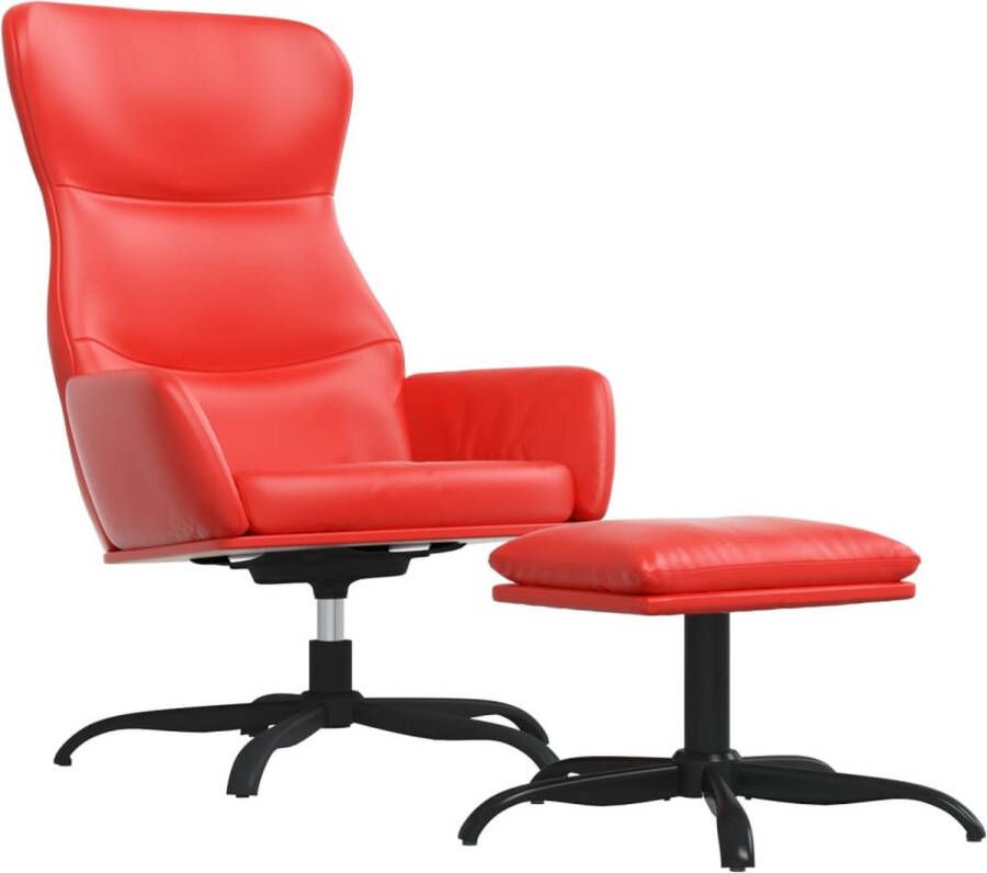 Maison Exclusive Relaxstoel met voetenbank kunstleer rood