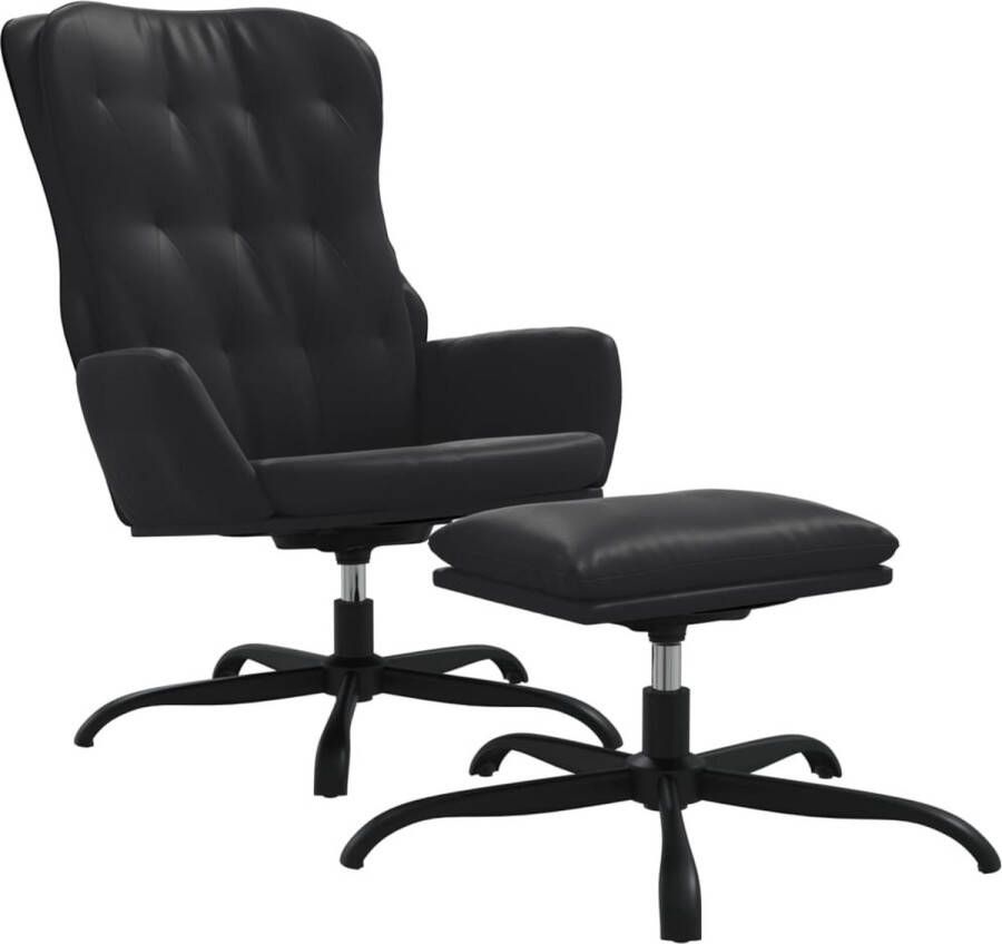 Maison Exclusive Relaxstoel met voetenbank kunstleer zwart