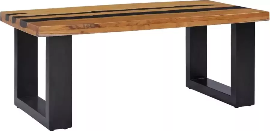 Maison Exclusive Salontafel 100x50x40 cm massief teakhout en lavasteen