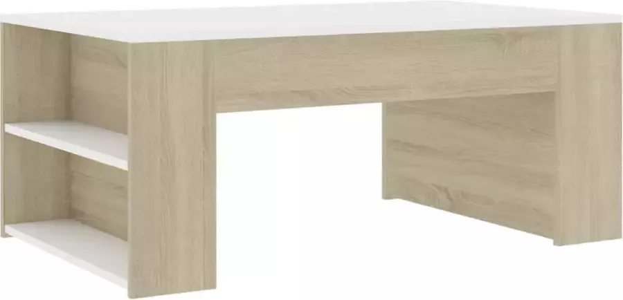 Maison Exclusive Salontafel 100x60x42 cm spaanplaat wit en sonoma eikenkleurig