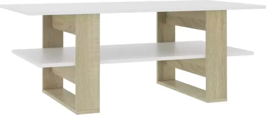 Maison Exclusive Salontafel 110x55x42 cm bewerkt hout wit en sonoma eikenkleurig
