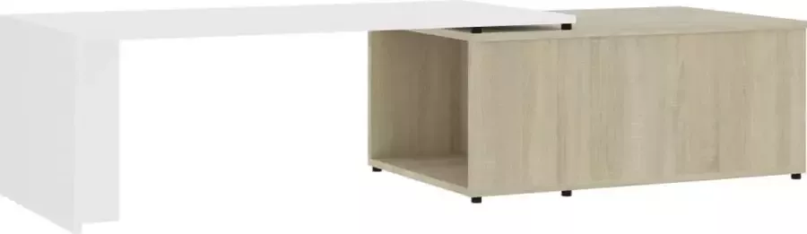 Maison Exclusive Salontafel 150x50x35 cm bewerkt hout wit en sonoma eikenkleurig