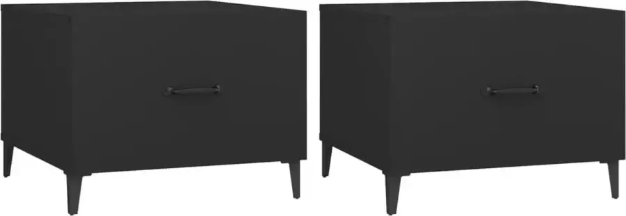 Maison Exclusive Salontafel 2 st met metalen poten 50x50x40 cm zwart