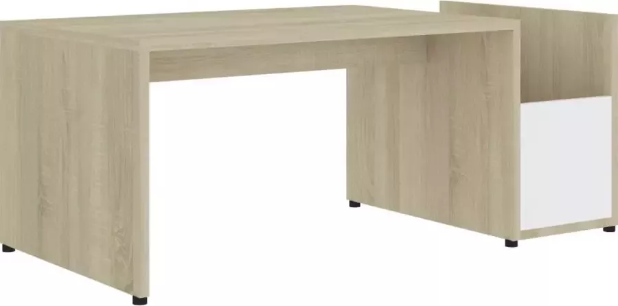 Maison Exclusive Salontafel 90x45x35 cm spaanplaat wit en sonoma eikenkleurig
