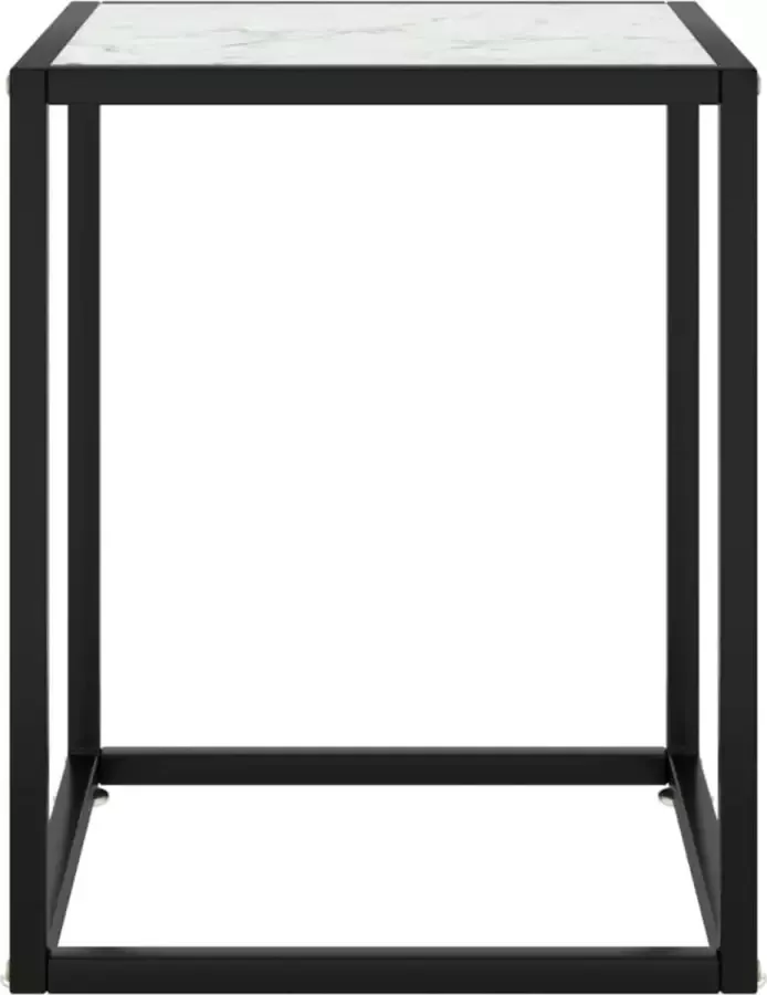 Maison Exclusive Salontafel met wit marmerglas 40x40x50 cm zwart