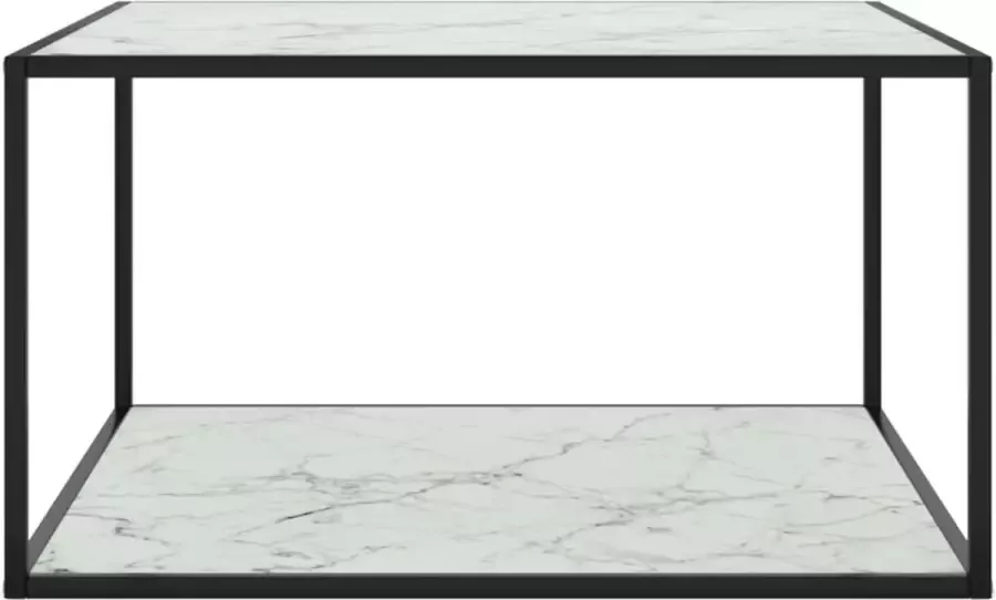 Maison Exclusive Salontafel met wit marmerglas 90x90x50 cm zwart