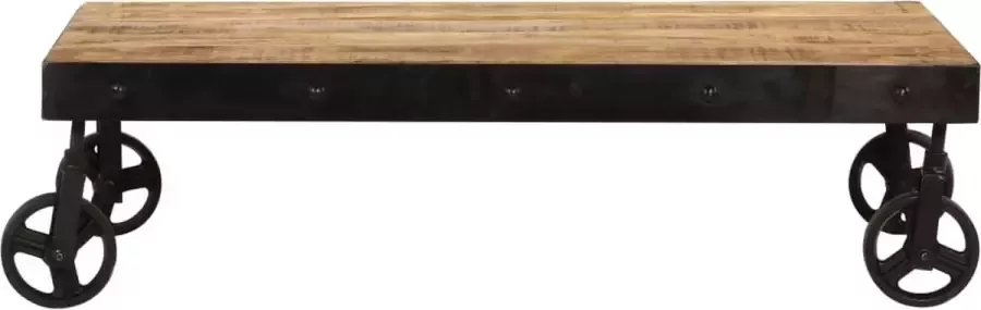 Maison Exclusive Salontafel op wieltjes 100x60x26 cm massief mangohout