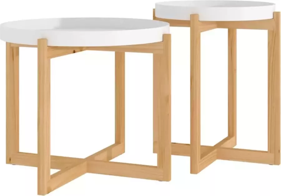 Maison Exclusive Salontafels 2 st bewerkt hout en massief grenenhout wit