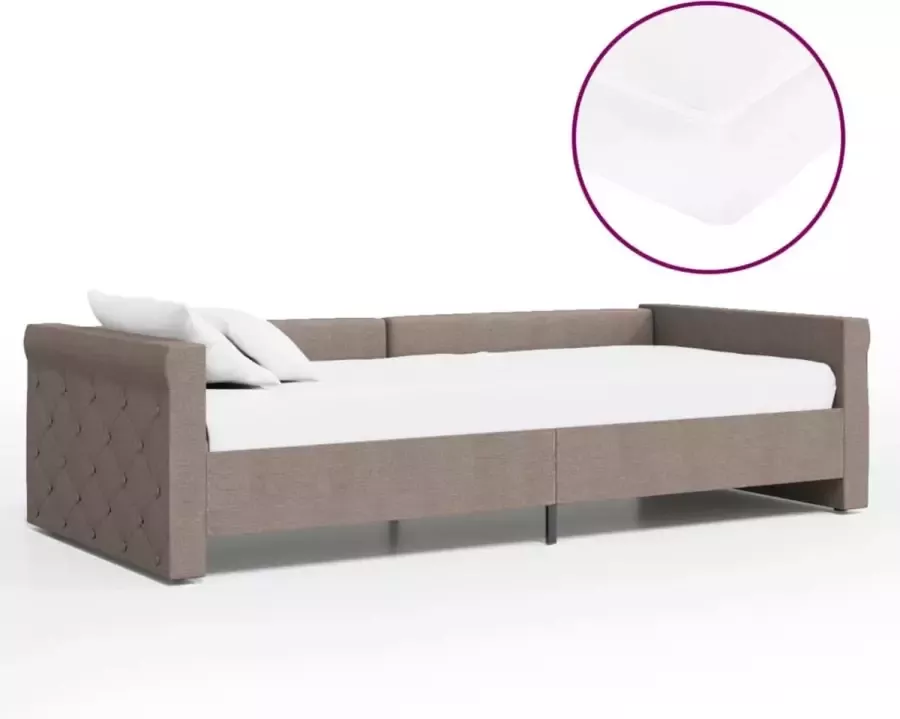 Maison Exclusive Slaapbank met matras en USB stof taupe 90x200 cm