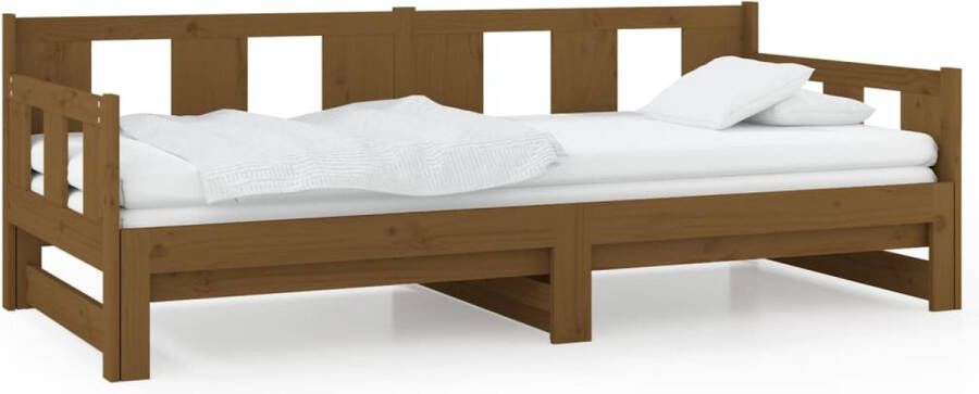 Maison Exclusive Slaapbank uitschuifbaar grenenhout honingbruin 2x(80x200) cm - Foto 1