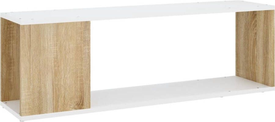 Maison Exclusive Tv-meubel 100x24x32 cm spaanplaat wit en sonoma eikenkleurig