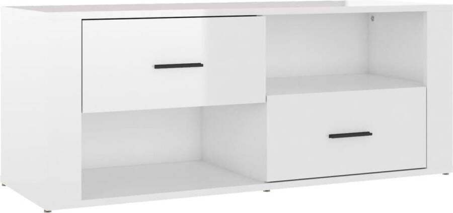 Maison Exclusive Tv-meubel 100x35x40 cm bewerkt hout hoogglans wit - Foto 2