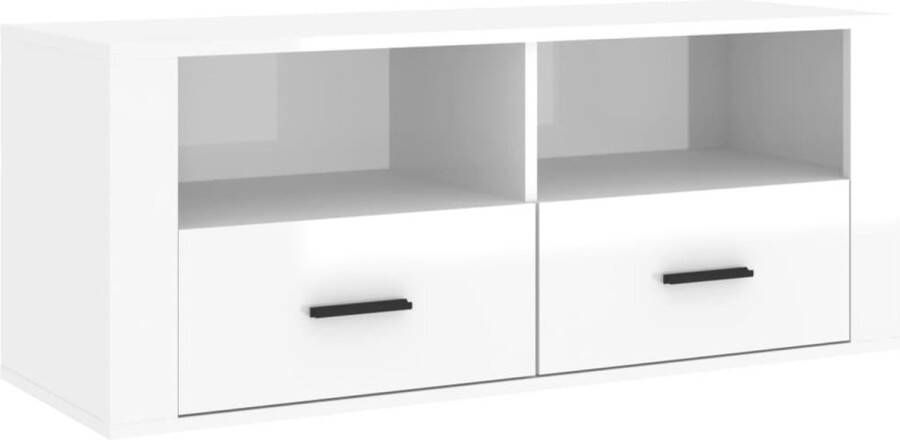 Maison Exclusive Tv-meubel 100x35x40 cm bewerkt hout hoogglans wit - Foto 3