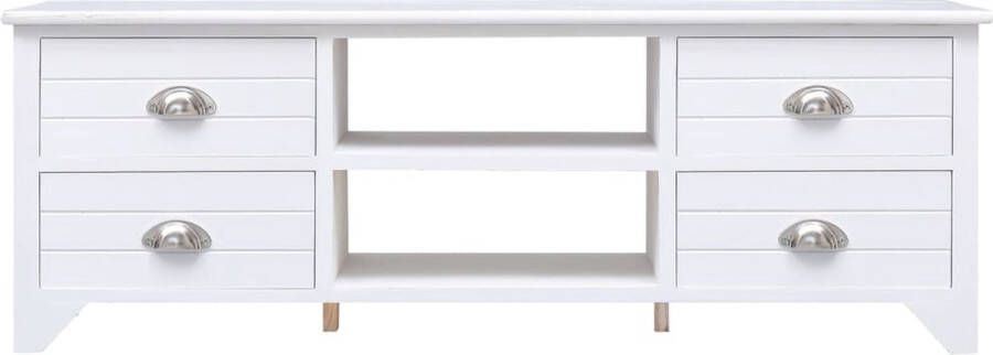 Maison Exclusive Tv-meubel 108x30x40 cm massief paulowniahout wit - Foto 3