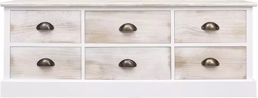 Maison Exclusive Tv-meubel 108x30x40 cm massief paulowniahout wit en lichtbruin