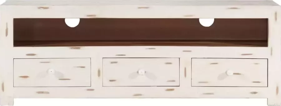 Maison Exclusive Tv-meubel 110x30x40 cm massief acaciahout wit