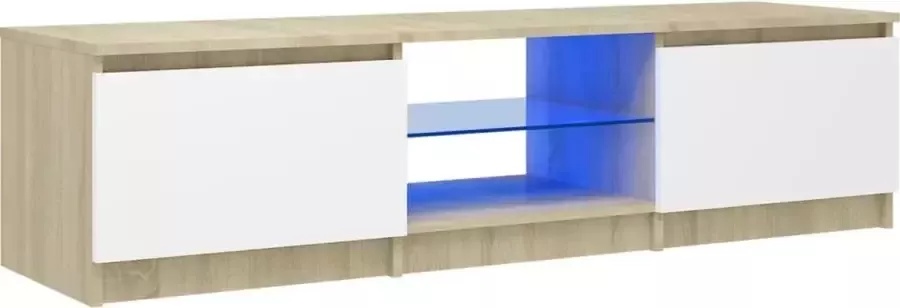 Maison Exclusive Tv-meubel met LED-verlichting 140x40x35 5 cm wit sonoma eiken