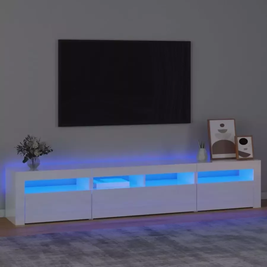 Maison Exclusive Tv-meubel met LED-verlichting 210x35x40 cm hoogglans wit