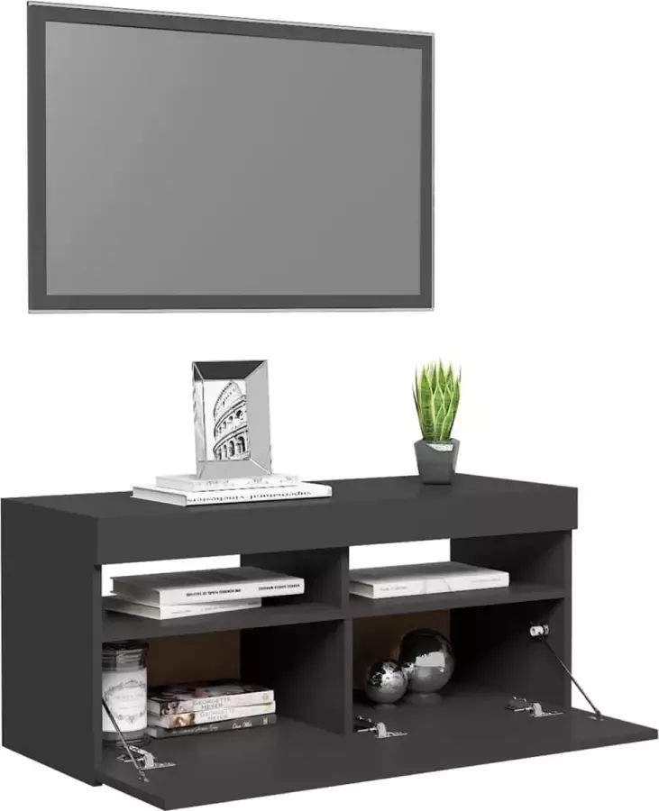 Maison Exclusive Tv-meubel met LED-verlichting 90x35x40 cm grijs