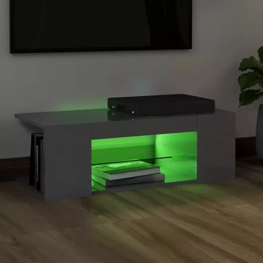 Maison Exclusive Tv-meubel met LED-verlichting 90x39x30 cm hoogglans grijs