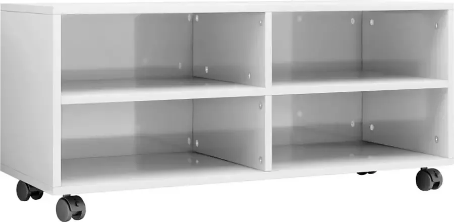Maison Exclusive Tv-meubel met wieltjes 90x35x35 cm bewerkt hout hoogglans wit