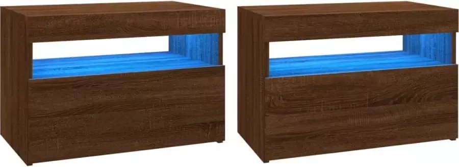 Maison Exclusive Tv-meubels 2 st met LED-verlichting 60x35x40 cm bruineikenkleur