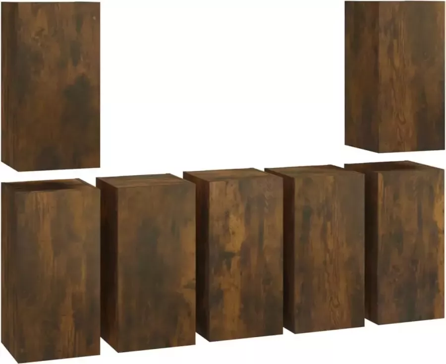 Maison Exclusive Tv-meubels 7 st 30 5x30x60 cm bewerkt hout gerookt eikenkleurig