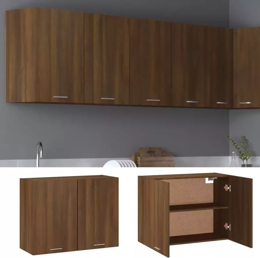 Maison Exclusive Wandkast hangend 80x31x60 cm bewerkt hout bruineikenkleurig