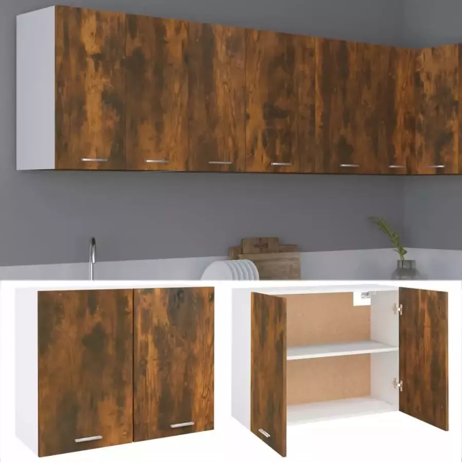 Maison Exclusive Wandkast hangend 80x31x60 cm bewerkt hout gerookt eikenkleurig