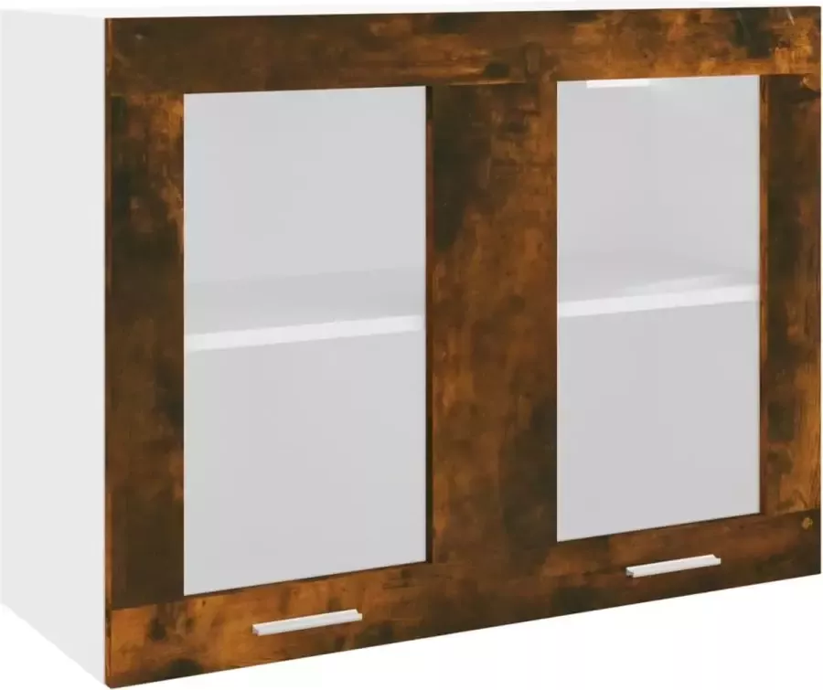 Maison Exclusive Wandkast hangend 80x31x60 cm glas en bewerkt hout gerookt eiken