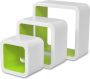 Maison Exclusive Wandplanken kubus 6 st wit en groen - Thumbnail 2