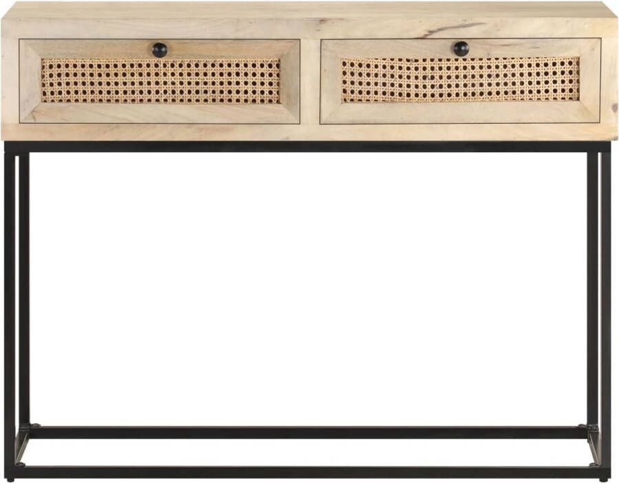 Maison Exclusive Wandtafel 100x35x76 cm massief mangohout en natuurlijk riet