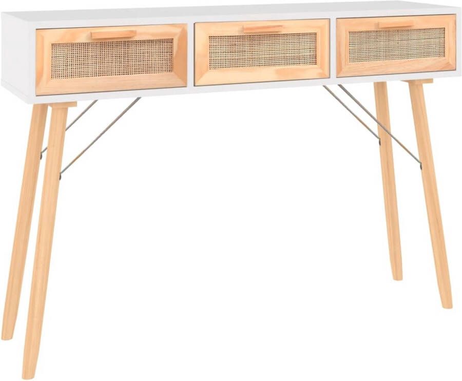 Maison Exclusive Wandtafel 105x30x75 cm massief grenenhout en natuurlijk rattan