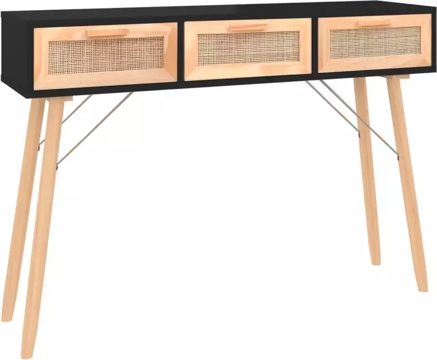 Maison Exclusive Wandtafel 105x30x75 cm massief grenenhout en natuurlijk rattan