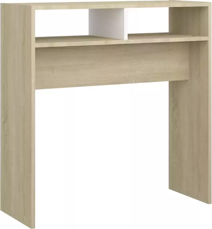 Maison Exclusive Wandtafel 78x30x80 cm spaanplaat wit en sonoma eikenkleurig