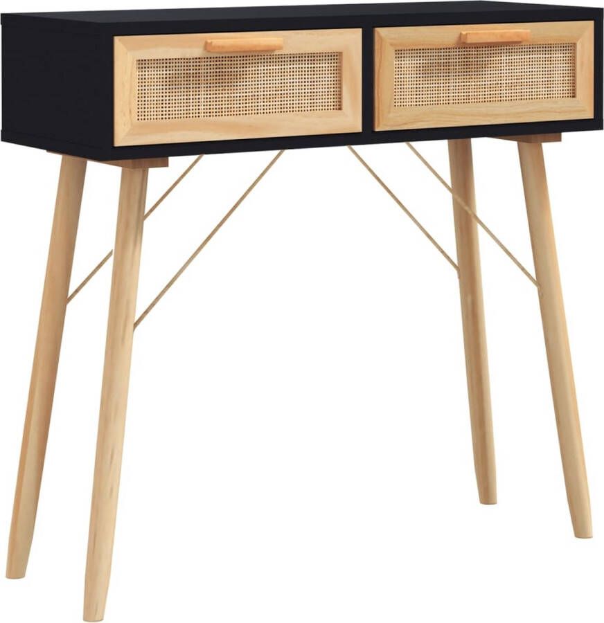 Maison Exclusive Wandtafel 80x30x75 cm massief grenenhout en natuurlijk rattan