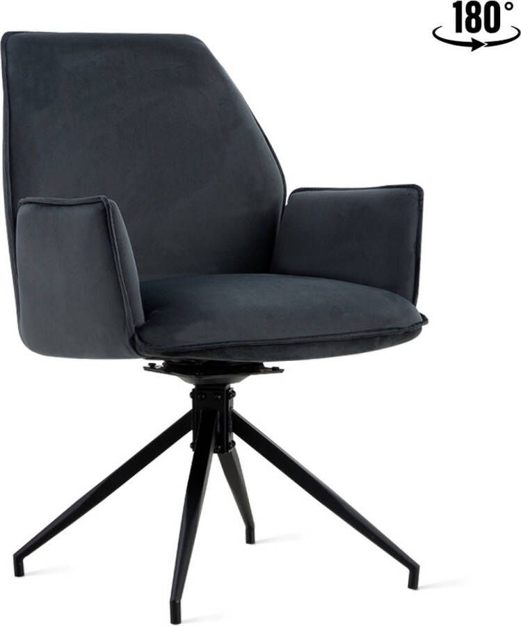Maison Home Eetkamerstoel Jill Velvet Antraciet Set van 2