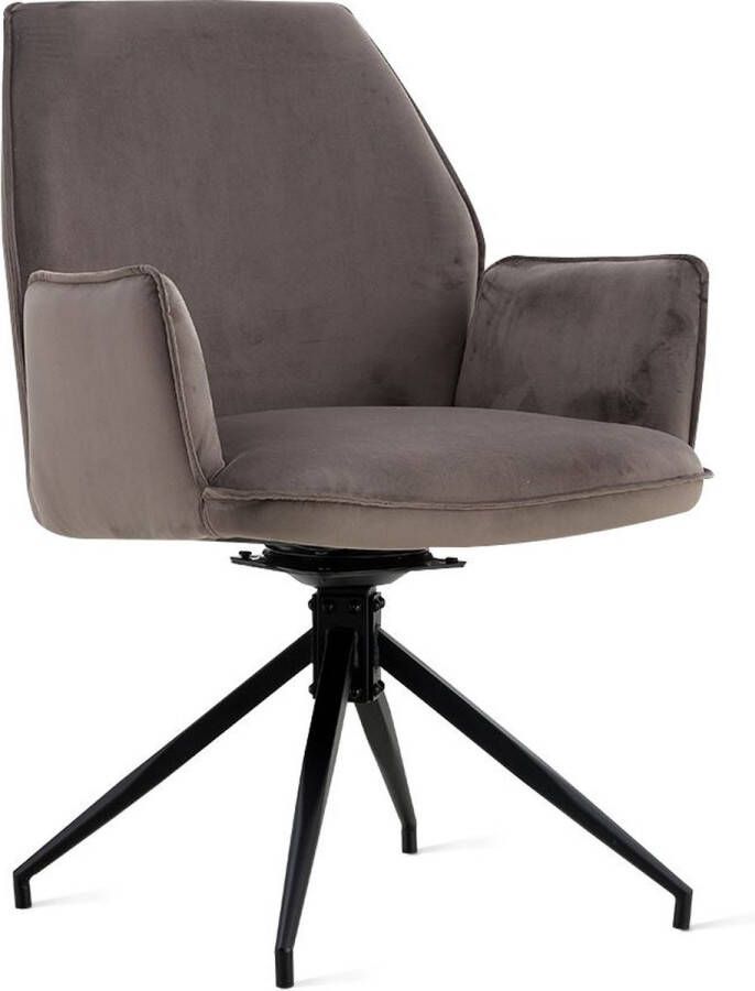 Maison Home Eetkamerstoel Jill Velvet Grijs Set van 2