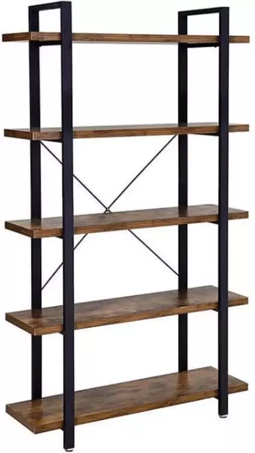 Maison Home Maison s Boekenkast – Boekenrek – Vakkenkast – 5 planken – Industrieel – Bruin – Zwart – 105x33 5x177 5