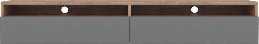 Maison Home Maison s Tv meubel – Tv Kast meubel – Tv meubel – Tv Meubels – Tv meubels hout – Bruin – Eiken hout – Grijs – Rednaw – 200x30x31cm