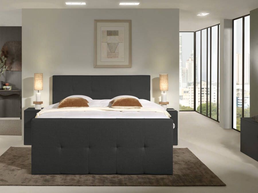 Maison Interiors Lyon Vlakke Boxspring 140x210 Antraciet Hotel Kwaliteit In Nederland gemaakt Maatwerk mogelijk