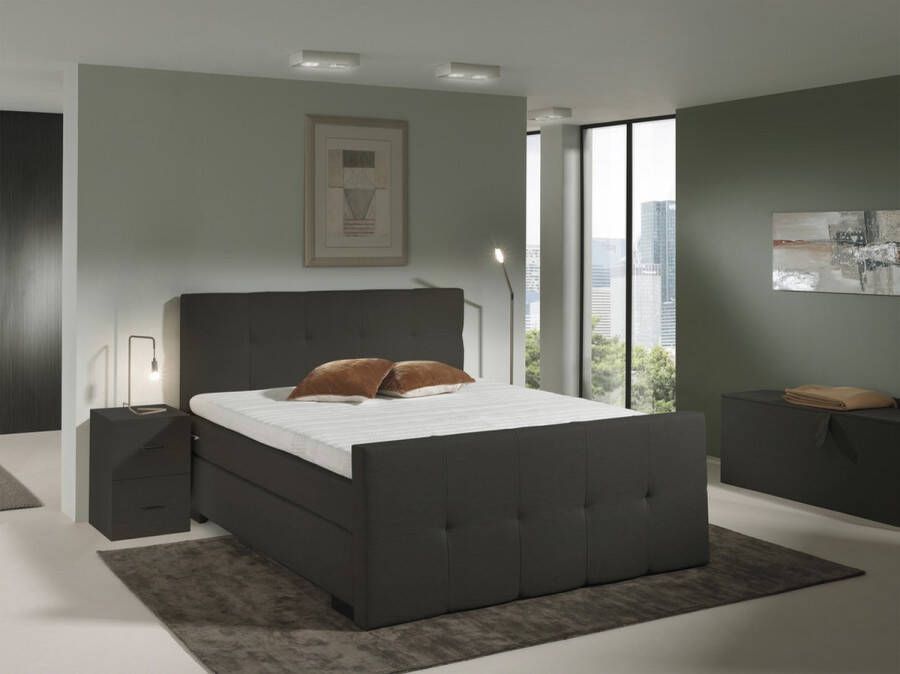 Maison Interiors Lyon Vlakke Boxspring 180x200 Antraciet Hotel Kwaliteit In Nederland gemaakt Maatwerk mogelijk