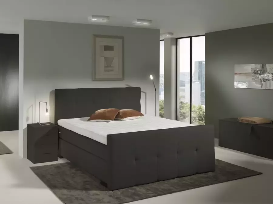 Maison Interiors Lyon Vlakke Boxspring 180x200 Antraciet Hotel Kwaliteit In Nederland gemaakt Maatwerk mogelijk