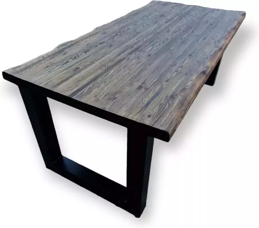 Maisonriche Castell Collection Boomstam Tafel met Kruis of U-poten Dark Grey Naturel 200 x 100 cm
