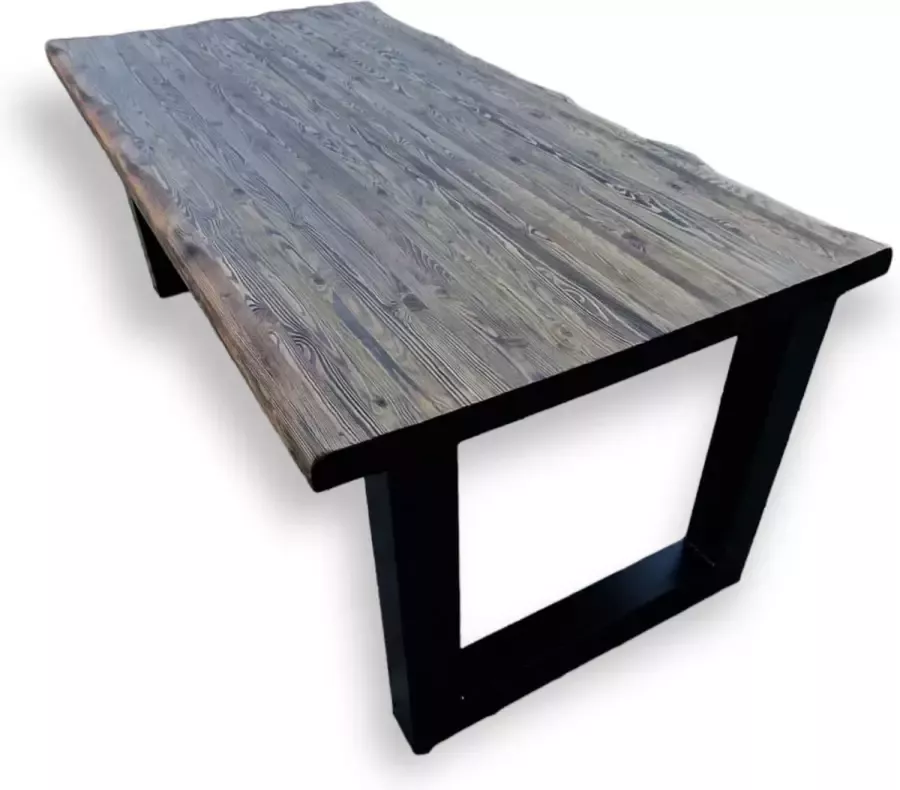 Maisonriche Castell Collection Boomstam Tafel met Kruis of U-poten Dark Grey Naturel 220 x 100 cm