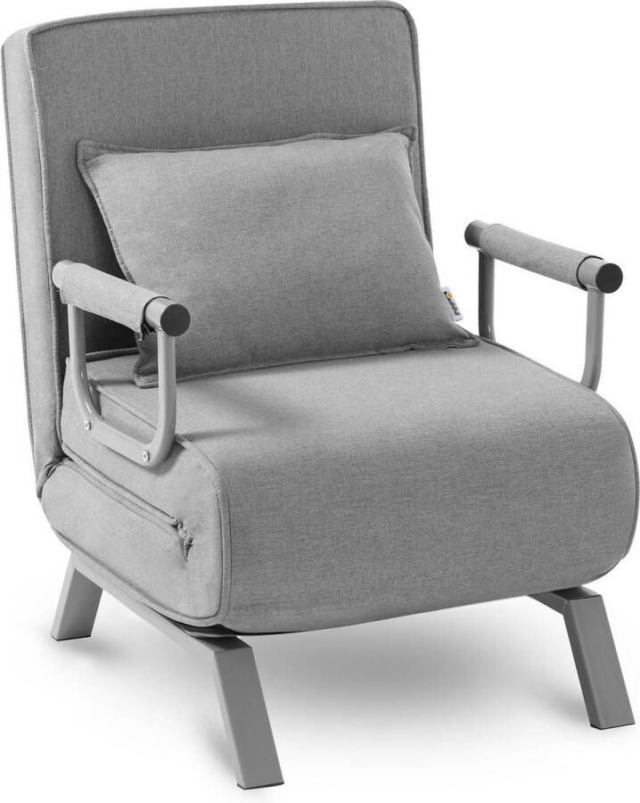 Makika 3in1 Stoel en bed inklapbaar fauteuil eenpersoons slaapbankje grijs