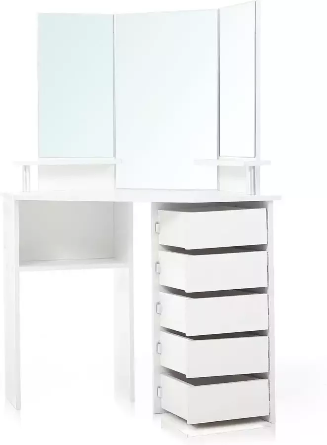 Makika kaptafel- hoekkaptafel TYRA- met draaibare lades-111 x 52 x 141 5 cm