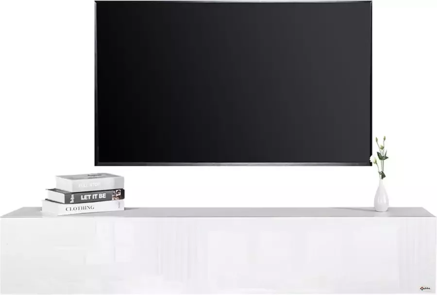 Makika TV meubel hoogglans wit zowel zwevend als op pootjes te plaatsen