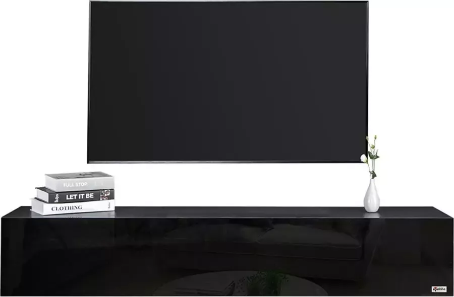 Makika TV meubel hoogglans zwart zowel zwevend als op pootjes te plaatsen